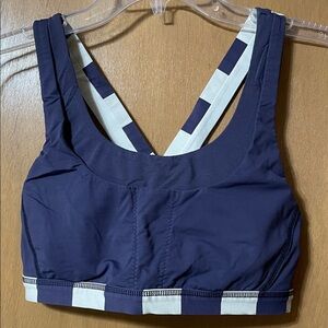 lululemon athletica Navy Blue Sports Bra with White Striped Back
